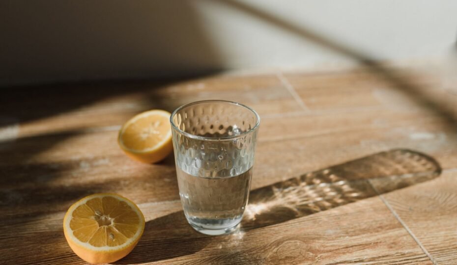 Limón en rodajas junto a un vaso